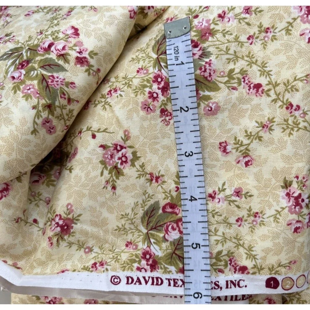 David Textiles Cotton Quilting Fabric Floral Print Yellow Pink Flowers 3.2 Yd